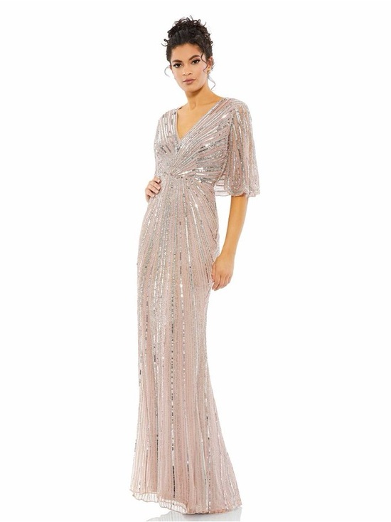 Mac Duggal Dresses & Skirts - Mac Duggal Sequin Cape Sleeve Column Gown Maxi Dress